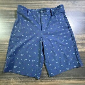 Slazenger Kids Golf Shorts Blue Golf Clubs and Stars Print Size M